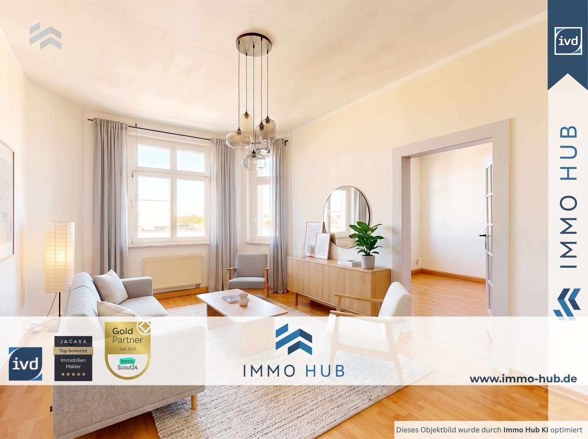 Wohnzimmer möbliert (KI)