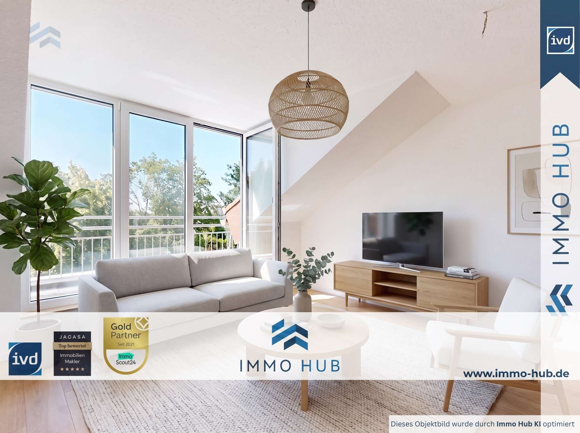 Wohnzimmer KI möbliert