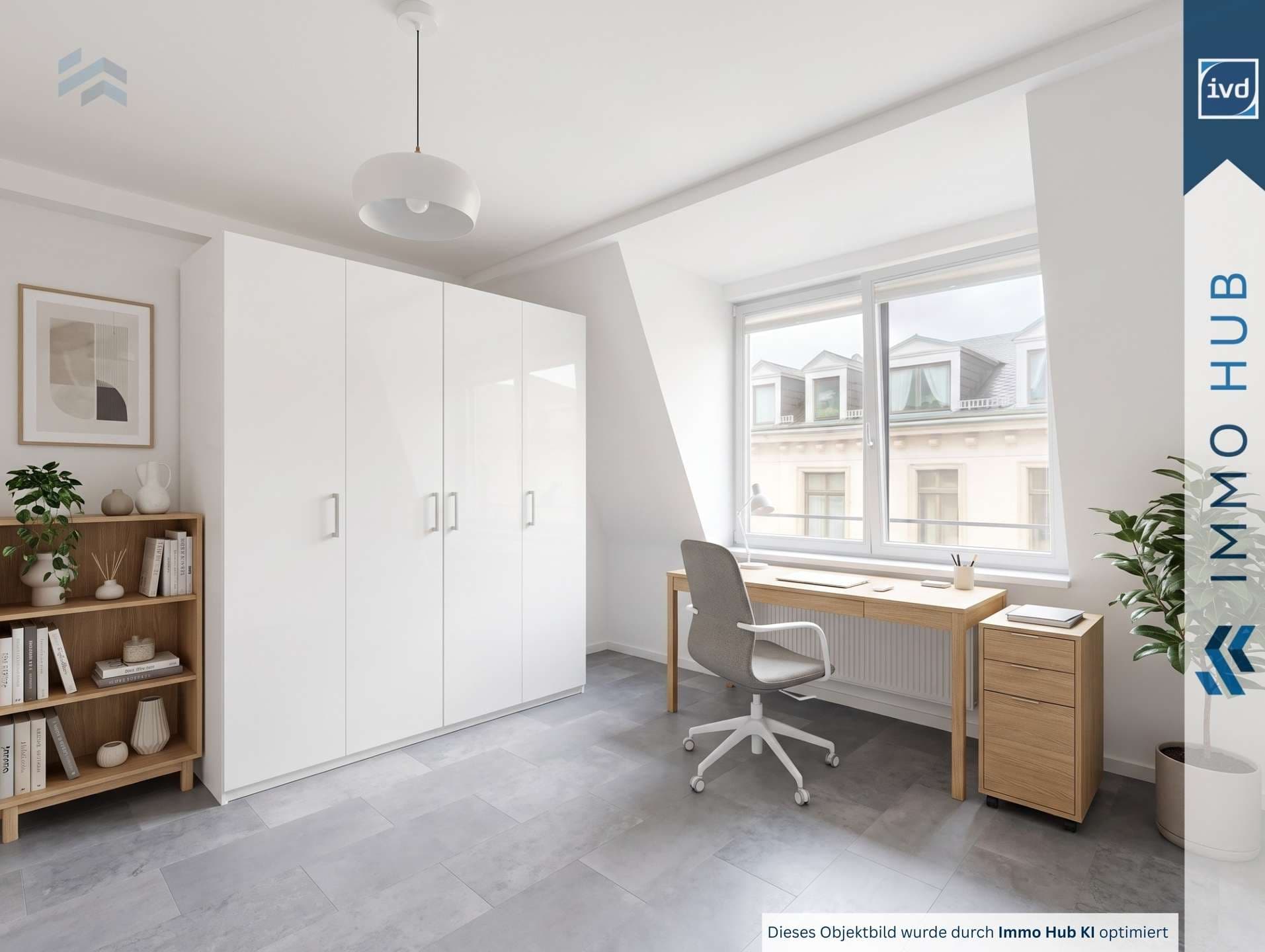 Arbeitszimmer KI möbliert