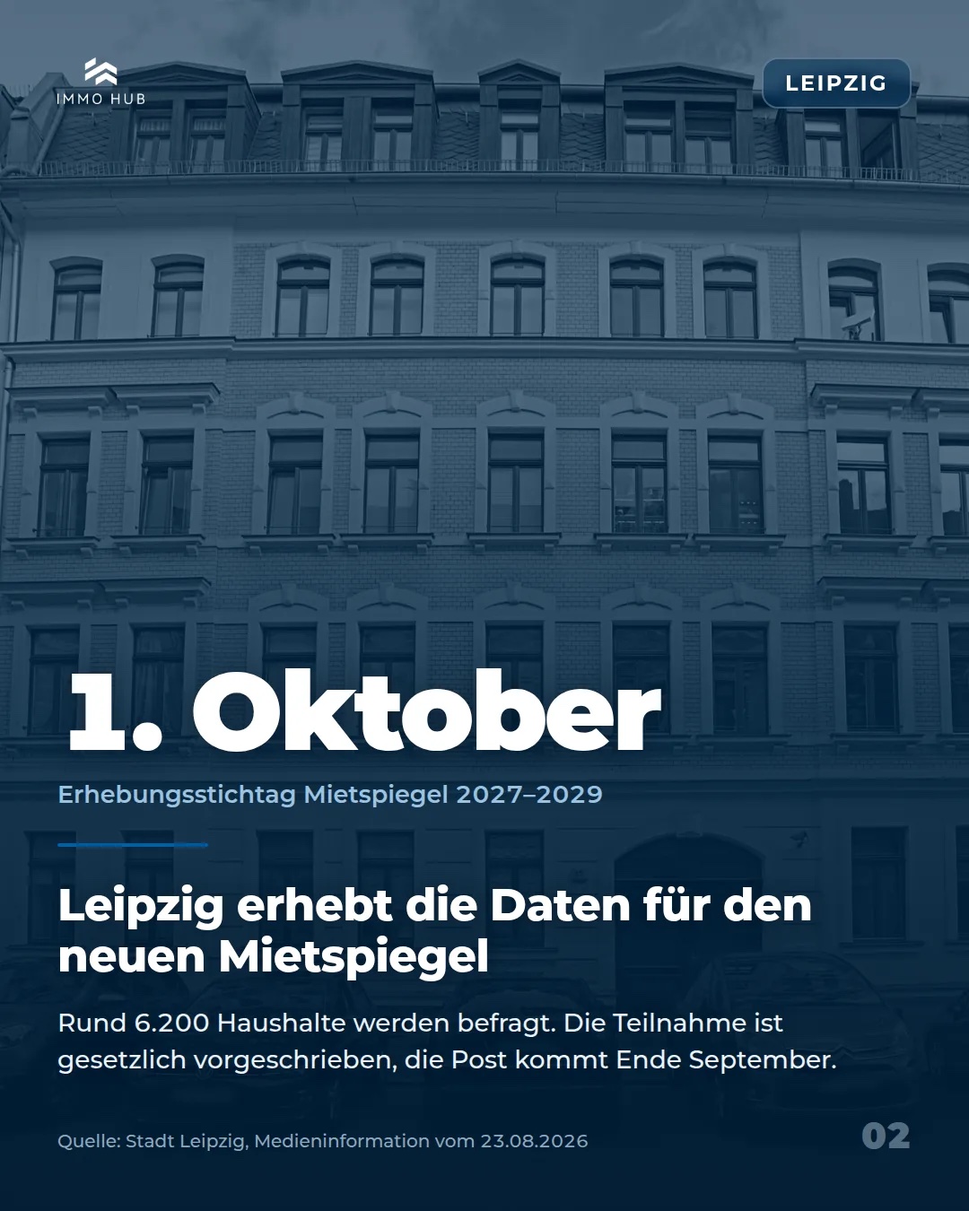 Leitzahl 1. Oktober: Erhebungsstichtag für den Mietspiegel Leipzig 2027 bis 2029